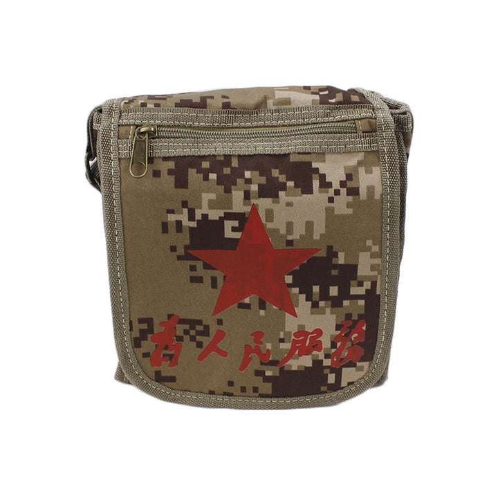 Vintage Mao Zedong "Serve the People" Red Army Bag, Lei Feng Canvas Five-Pointed Star Crossbody Bag, Red Star Shoulder Bag, Green Retro Style