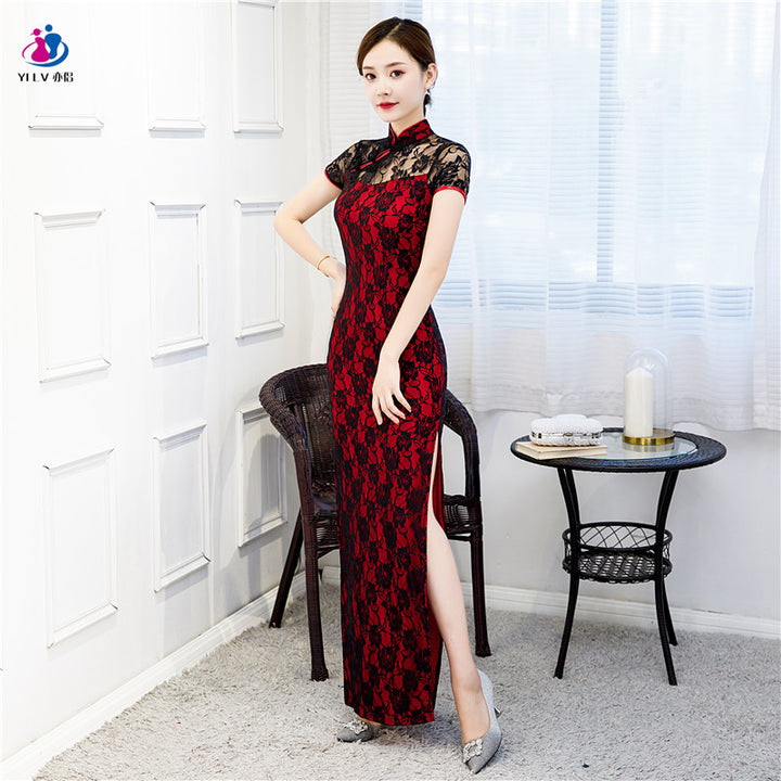 Vestido cheongsam largo de verano 2023 al por mayor para mujer