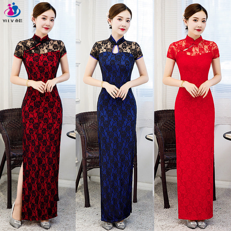 Vestido cheongsam largo de verano 2023 al por mayor para mujer
