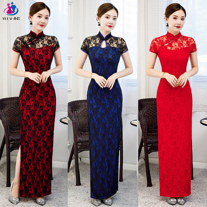 Vestido cheongsam largo de verano 2023 al por mayor para mujer