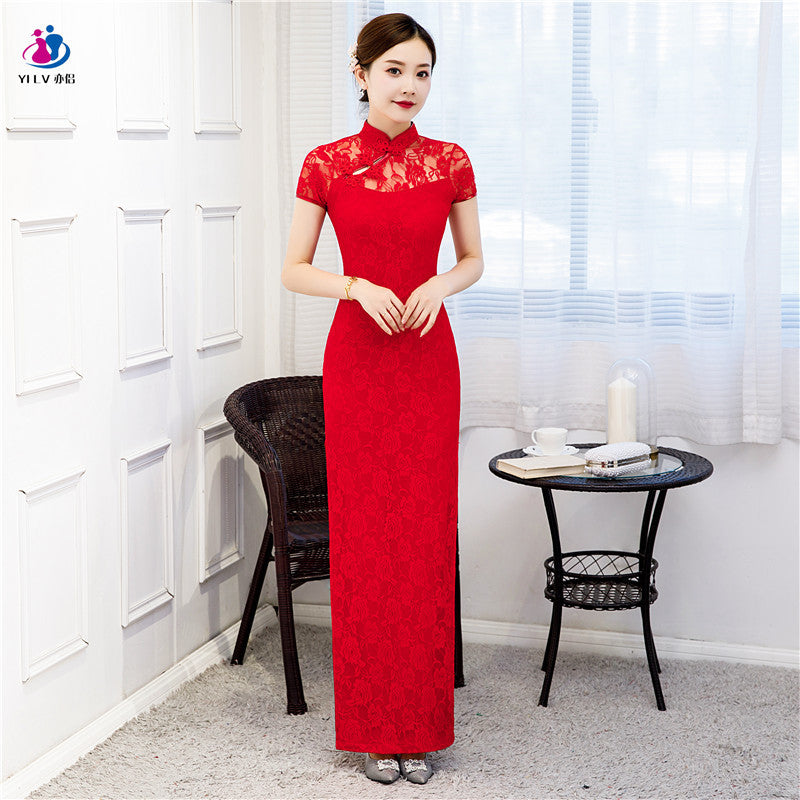 Vestido cheongsam largo de verano 2023 al por mayor para mujer