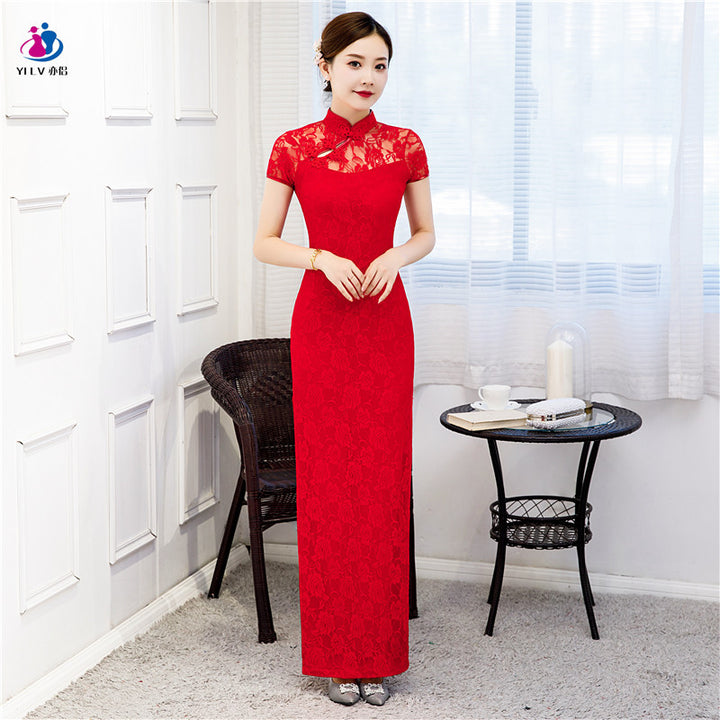 Vestido cheongsam largo de verano 2023 al por mayor para mujer