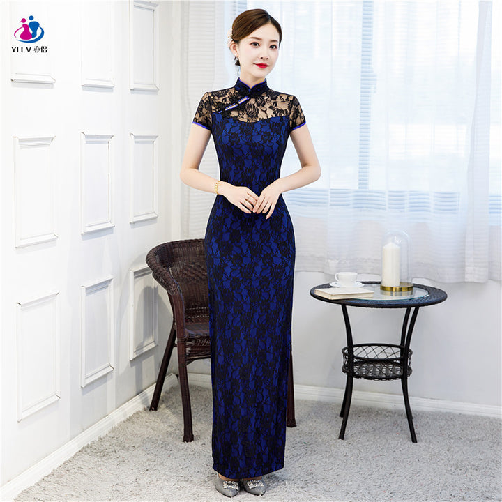 Vestido cheongsam largo de verano 2023 al por mayor para mujer