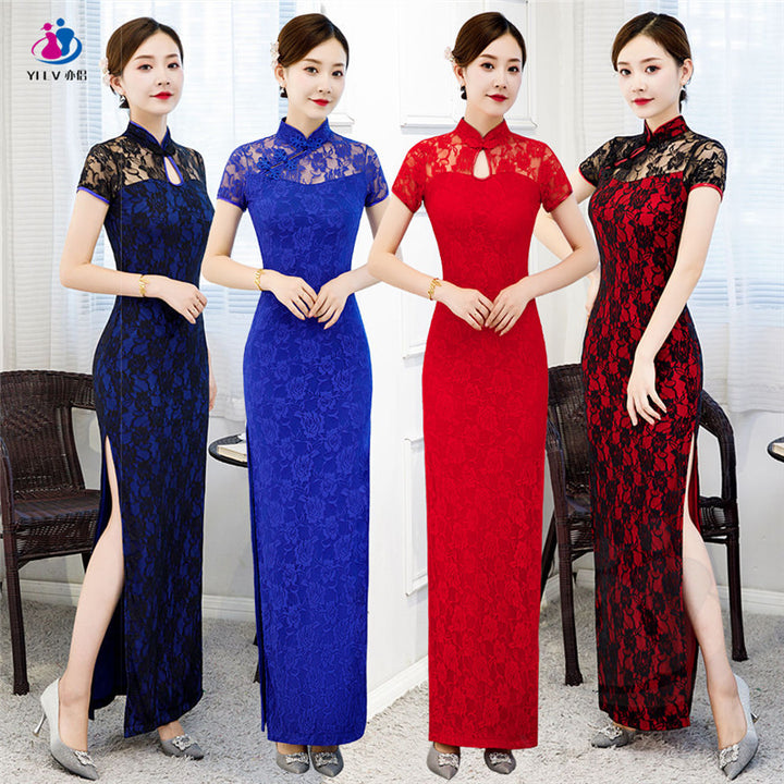 Vestido cheongsam largo de verano 2023 al por mayor para mujer