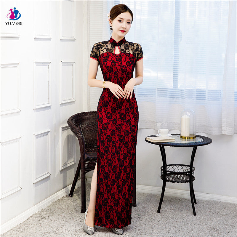 Vestido cheongsam largo de verano 2023 al por mayor para mujer