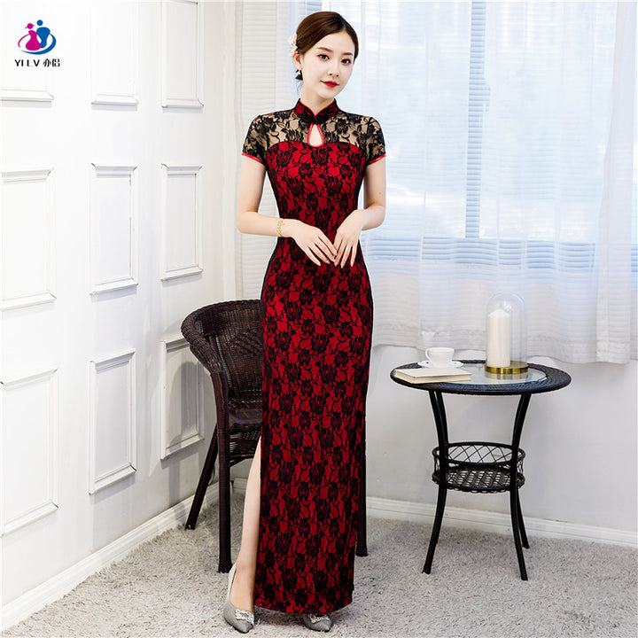 Vestido cheongsam largo de verano 2023 al por mayor para mujer