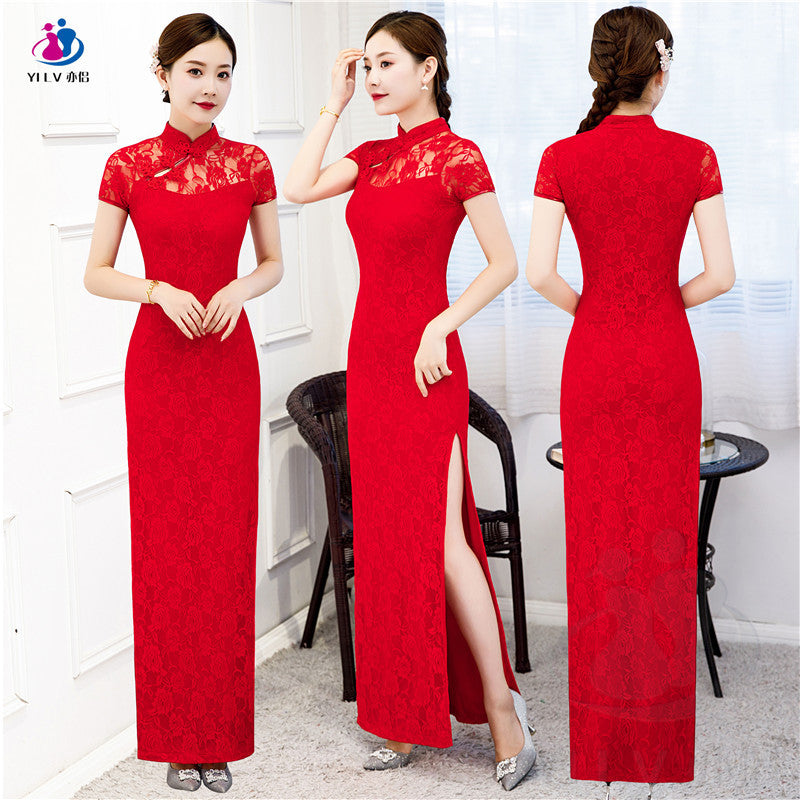 Vestido cheongsam largo de verano 2023 al por mayor para mujer