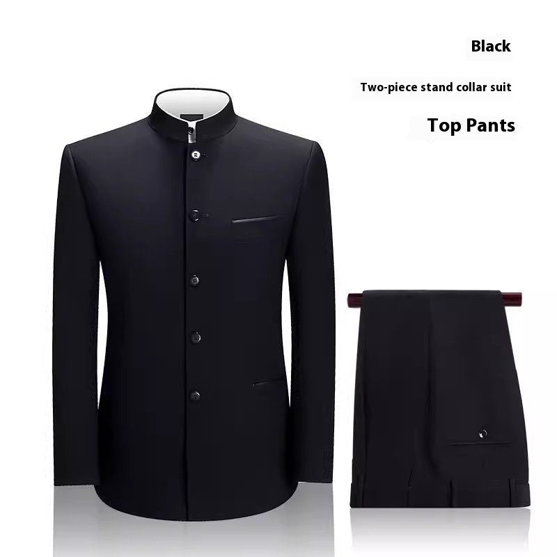 Traje Zhongshan de alta gama para hombre, vestido de novia juvenil, marca de moda, traje chino ajustado de cuello alto, estilo chino, traje Tang chino.
