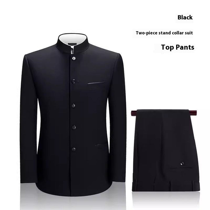 Traje Zhongshan de alta gama para hombre, vestido de novia juvenil, marca de moda, traje chino ajustado de cuello alto, estilo chino, traje Tang chino.