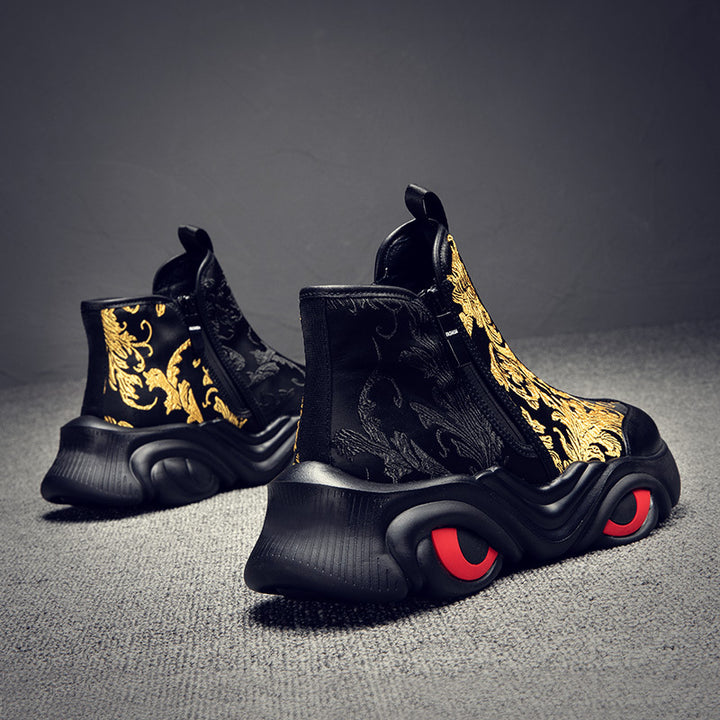2024 Men’s Spring High-Top Sneakers – Trendy National Style Thick Sole Sports Casual Boots