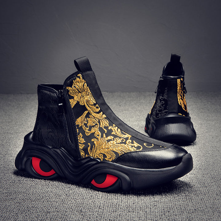 2024 Men’s Spring High-Top Sneakers – Trendy National Style Thick Sole Sports Casual Boots