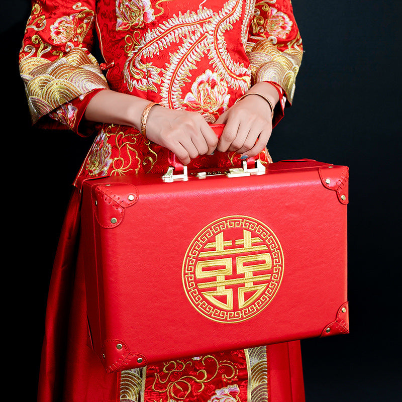 Estuche rojo para boda, caja de dote para novia, caja de regalo para boda, estuche para ceremonia tradicional