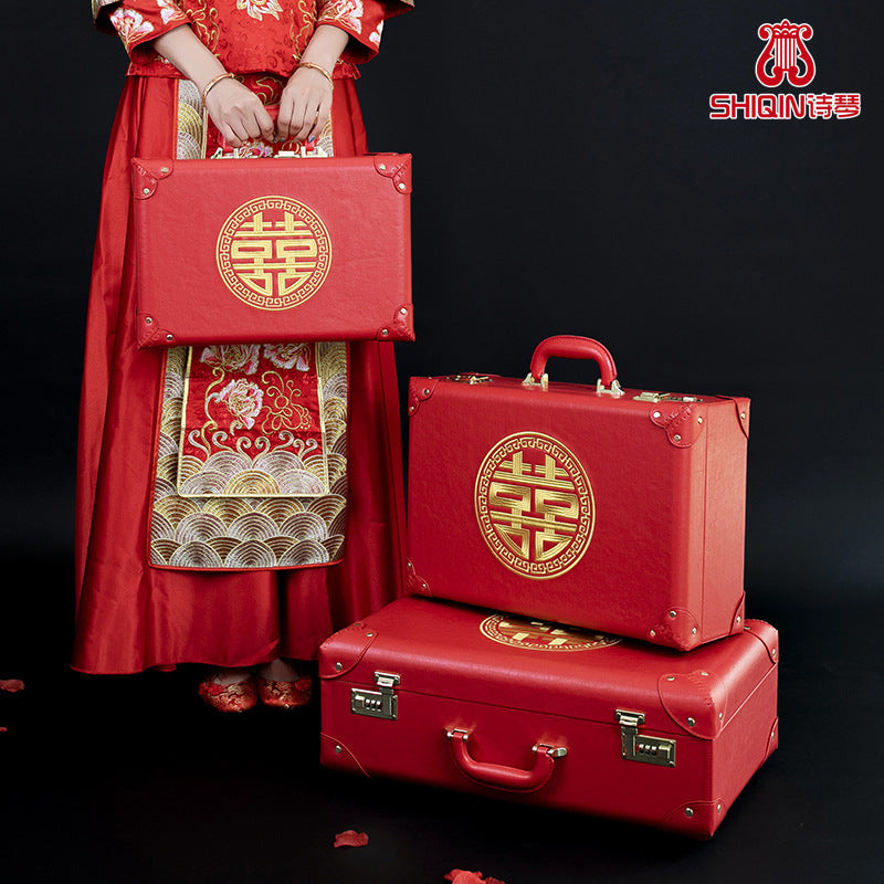 Estuche rojo para boda, caja de dote para novia, caja de regalo para boda, estuche para ceremonia tradicional
