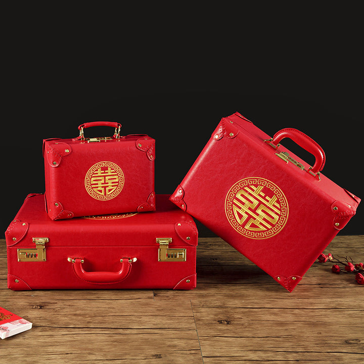 Estuche rojo para boda, caja de dote para novia, caja de regalo para boda, estuche para ceremonia tradicional