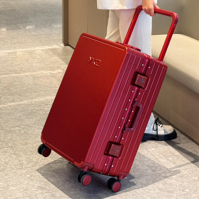 Maleta H7 para mujer, maleta de boda, marco de aluminio, silenciosa, resistente a arañazos, con cerradura de contraseña, maleta de novia de 61 cm