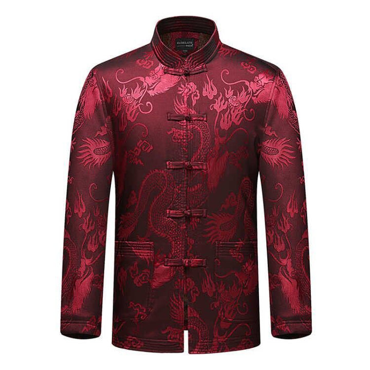 Chaqueta de estilo chino para hombre | Chaqueta de traje estilo Tang con cuello mandarín para personas de mediana edad y mayores | Abrigo informal de talla grande para padre de otoño-invierno