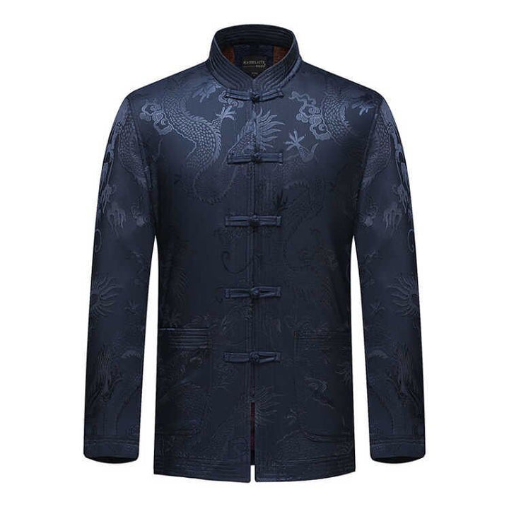 Chaqueta de estilo chino para hombre | Chaqueta de traje estilo Tang con cuello mandarín para personas de mediana edad y mayores | Abrigo informal de talla grande para padre de otoño-invierno