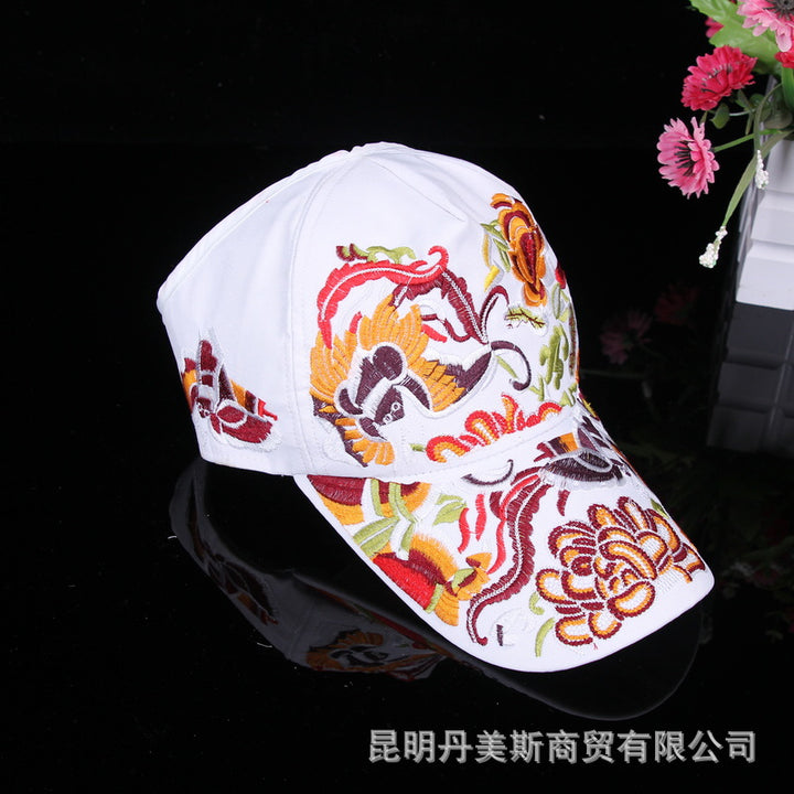 2024 Summer New Chinese Style Embroidered Baseball Cap – Fashionable Half-Brim Hollow Design Sunshade Hat
