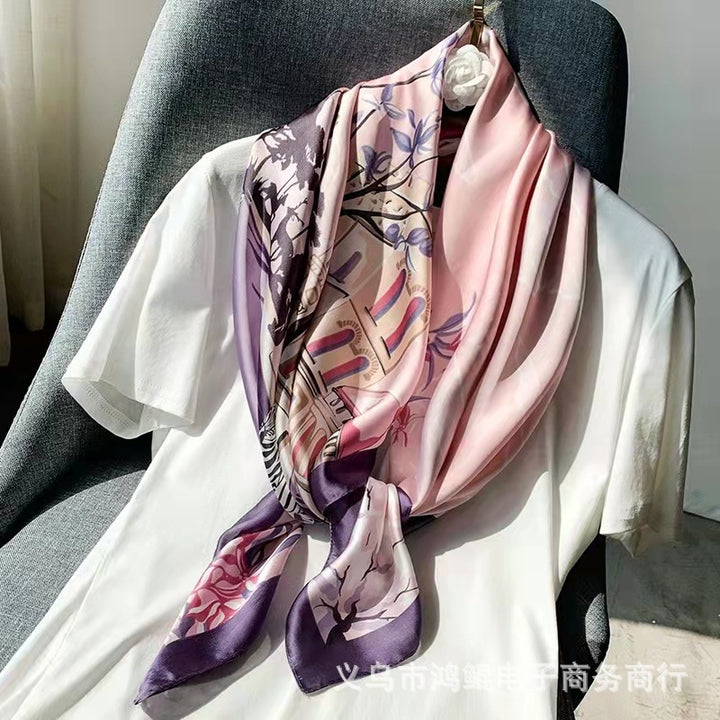 Nuevo regalo de estilo chino para mujer: pañuelo de seda con estampado "Mil millas de ríos y montañas", chal cuadrado grande para el Día de la Madre.