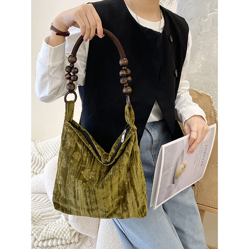 Modern Chinese-Style Vintage Shoulder Tote – Artistic Small Square Bag
