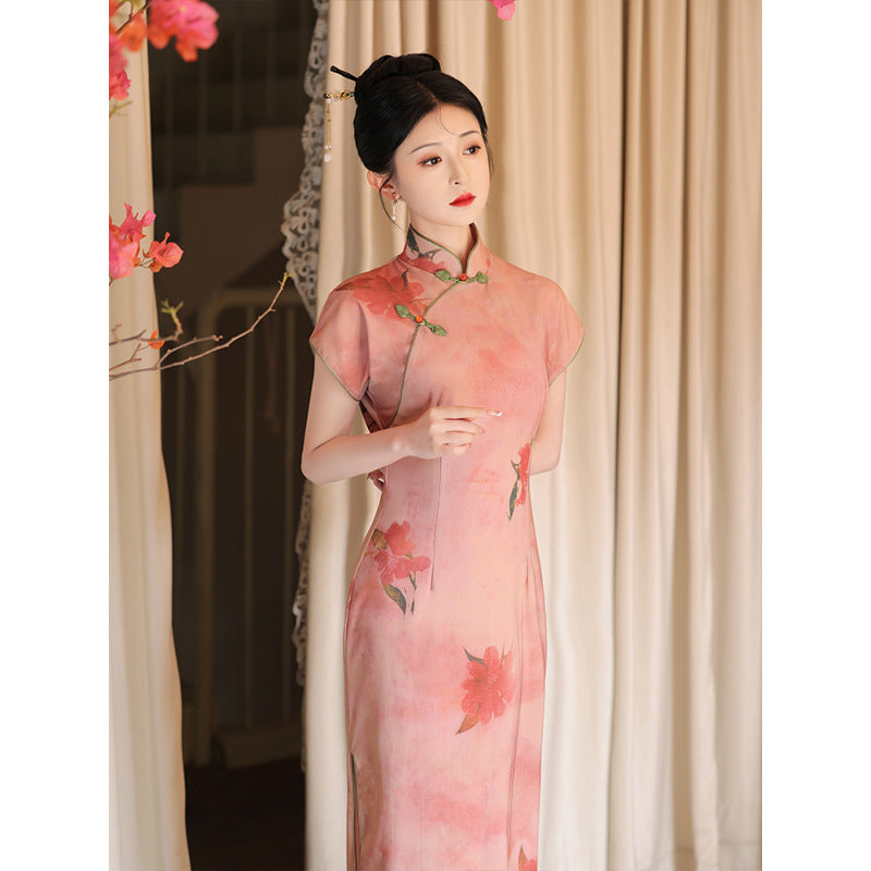 Pink cheongsam summer new 2024 improved young girl Republic of China style women's clothing new Chinese style daily wear