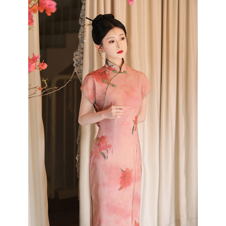 Pink cheongsam summer new 2024 improved young girl Republic of China style women's clothing new Chinese style daily wear