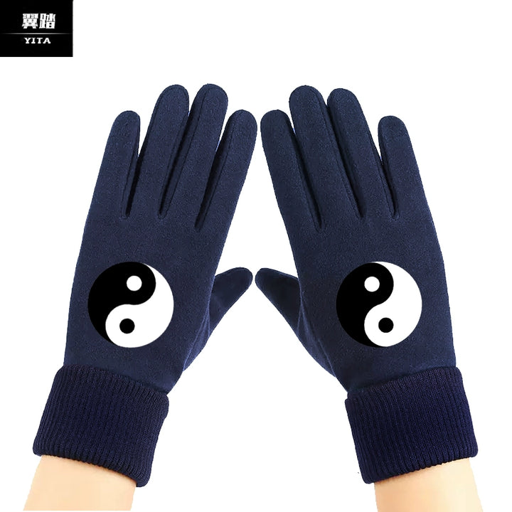 Guantes de estilo chino para Tai Chi, guantes de artes marciales para ejercicios matutinos de Tai Chi, de gamuza sintética, unisex, para ciclismo, resistentes al viento, cálidos y personalizables.