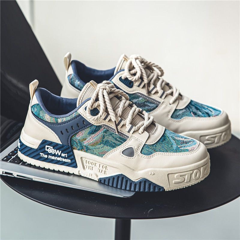Zapatos deportivos casuales de verano para hombre, zapatos de estilo nacional de caña baja, zapatos de tendencia, diseño de nicho, zapatillas versátiles de suela gruesa para estudiantes con aumento de altura.