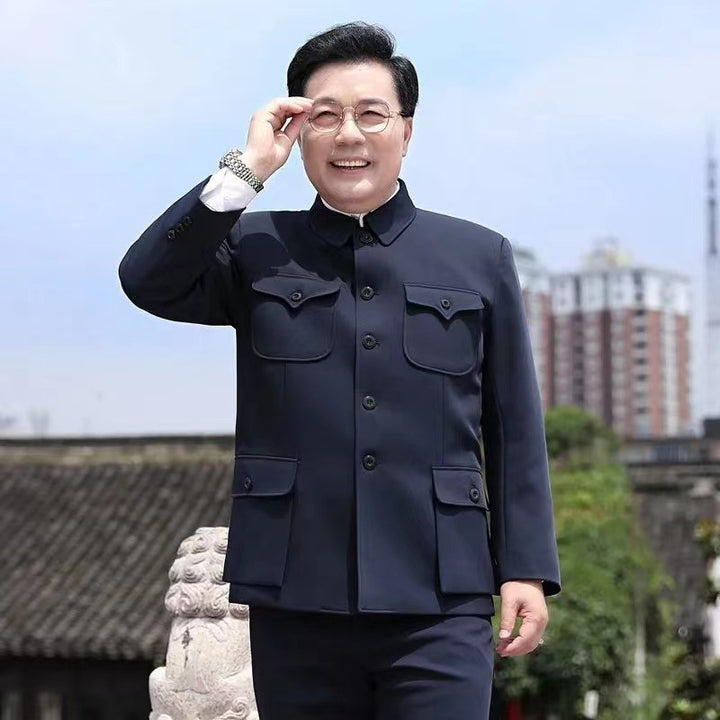 Trajes Zhongshan al por mayor para personas de mediana edad y mayores: estilo tradicional del abuelo