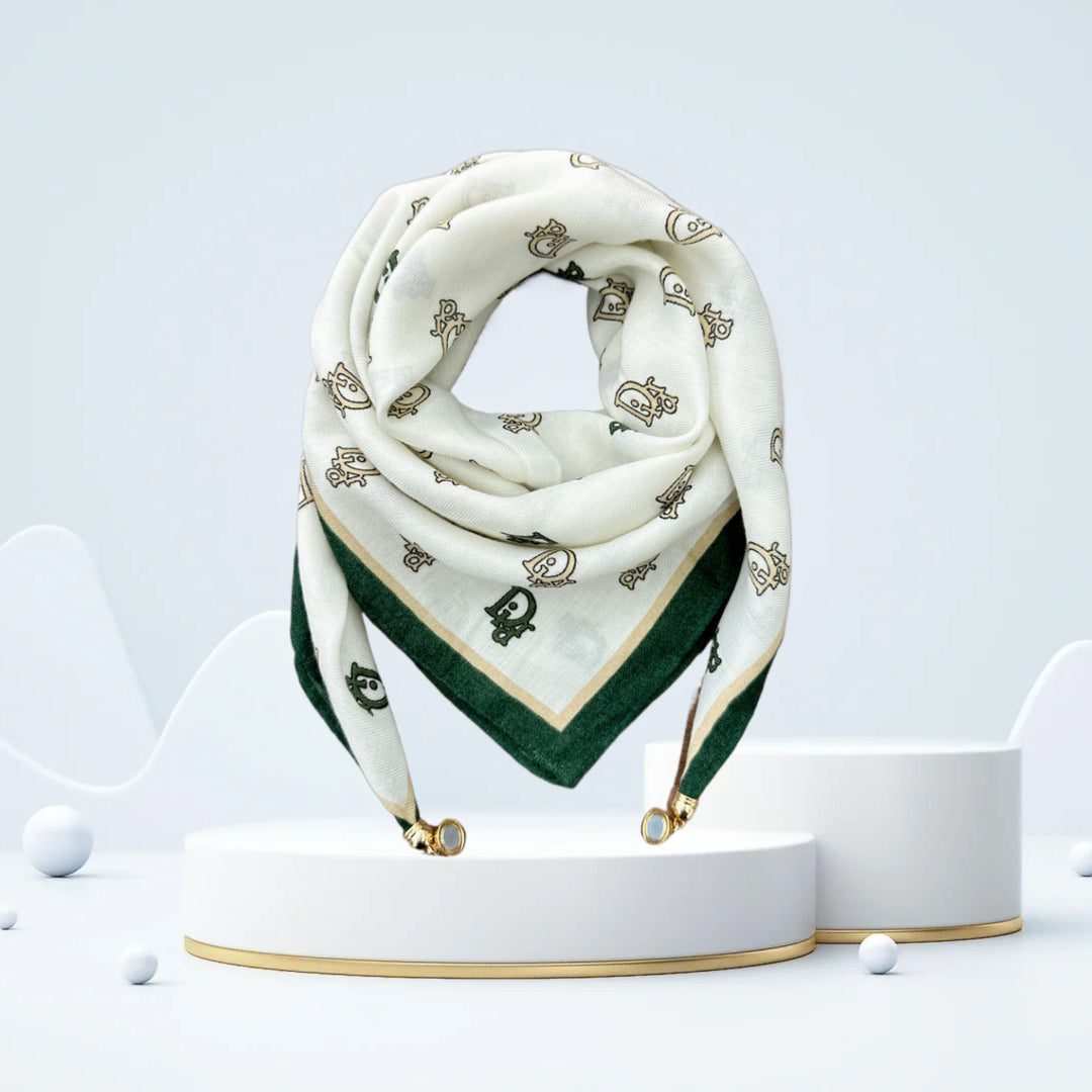 Vintage Print Magnetic Buckle Triangle Scarf – Elegant Lightweight Neck Scarf