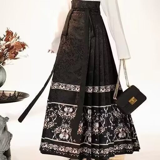 现代汉服风格 | 改良日常穿搭马褂裙搭配交领上衣 | 中式花卉设计
