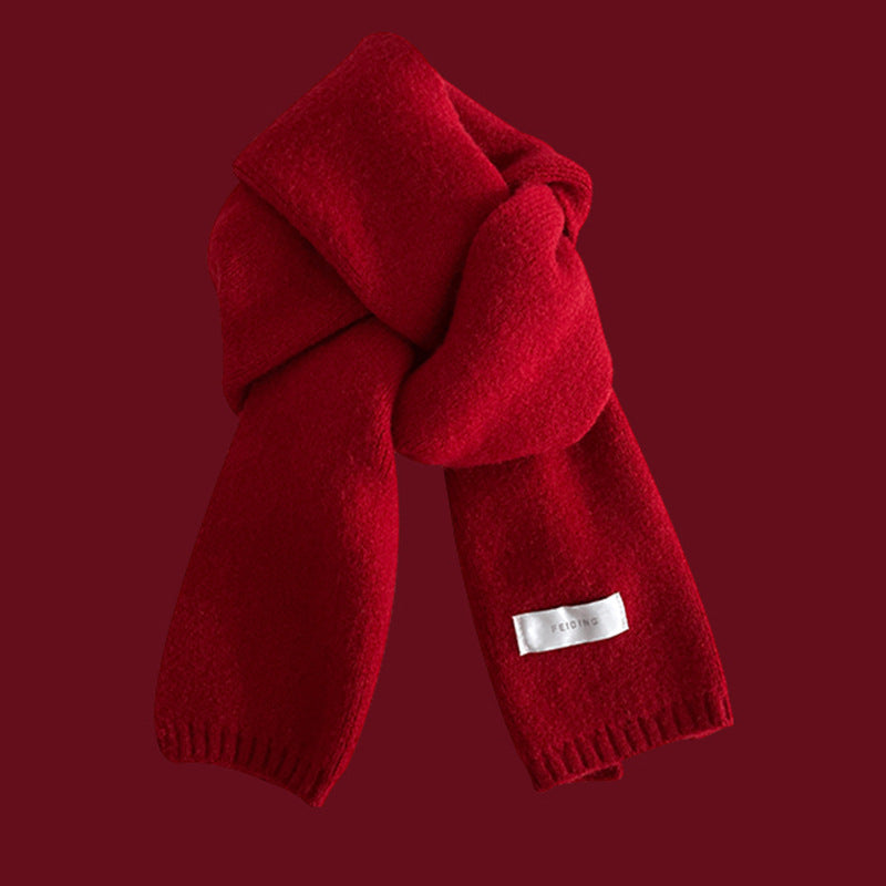 Bufanda de punto unisex de invierno: rojo festivo para Navidad y Año Nuevo
