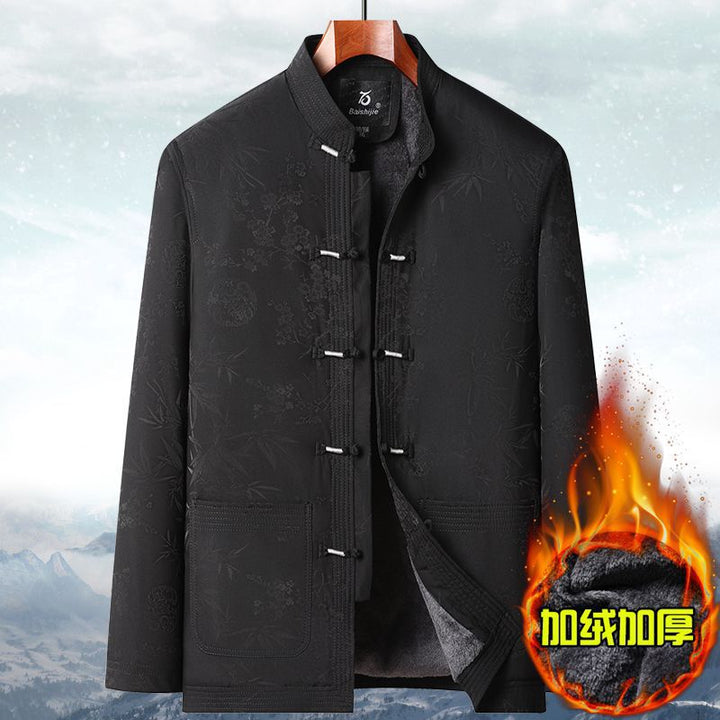 Traje Tang de otoño e invierno para hombres mayores | Chaqueta de algodón para abuelo | Abrigo acolchado de algodón grueso retro | Traje de papá de estilo chino