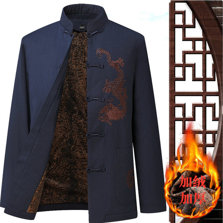 Elderly Men's Tang Suit Cotton-Padded Jacket | Winter Dad's Coat | Grandpa's Autumn and Winter Chinese Style Thickened and Fleece-Padded Set