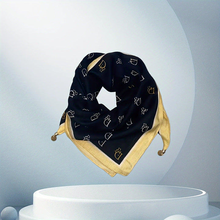 Vintage Print Magnetic Buckle Triangle Scarf – Elegant Lightweight Neck Scarf