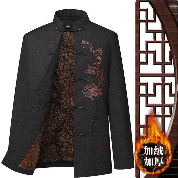 Elderly Men's Tang Suit Cotton-Padded Jacket | Winter Dad's Coat | Grandpa's Autumn and Winter Chinese Style Thickened and Fleece-Padded Set