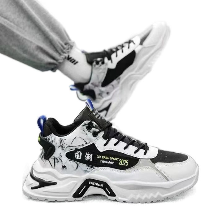 Zapatos de hombre de tendencia nacional, otoño 2024, nuevos zapatos deportivos casuales de suela gruesa transpirables de caña alta para jóvenes, zapatos de moda para papá para hombre