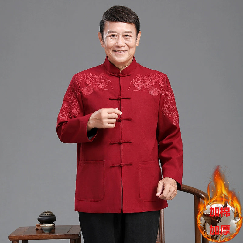 Traje Tang para hombres mayores | Chaqueta casual estilo chino para abuelo | Conjunto de primavera y otoño para boda de papá en Zhongshan