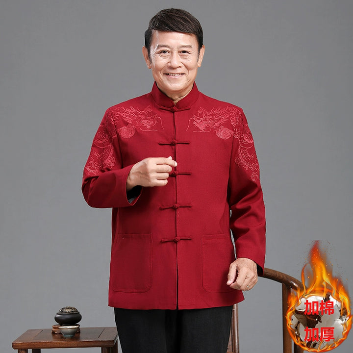 Traje Tang para hombres mayores | Chaqueta casual estilo chino para abuelo | Conjunto de primavera y otoño para boda de papá en Zhongshan