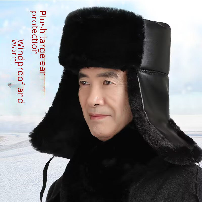 Men's Winter Lei Feng Hat for Seniors – Thickened Cotton Cap with Ear Protection for Elderly