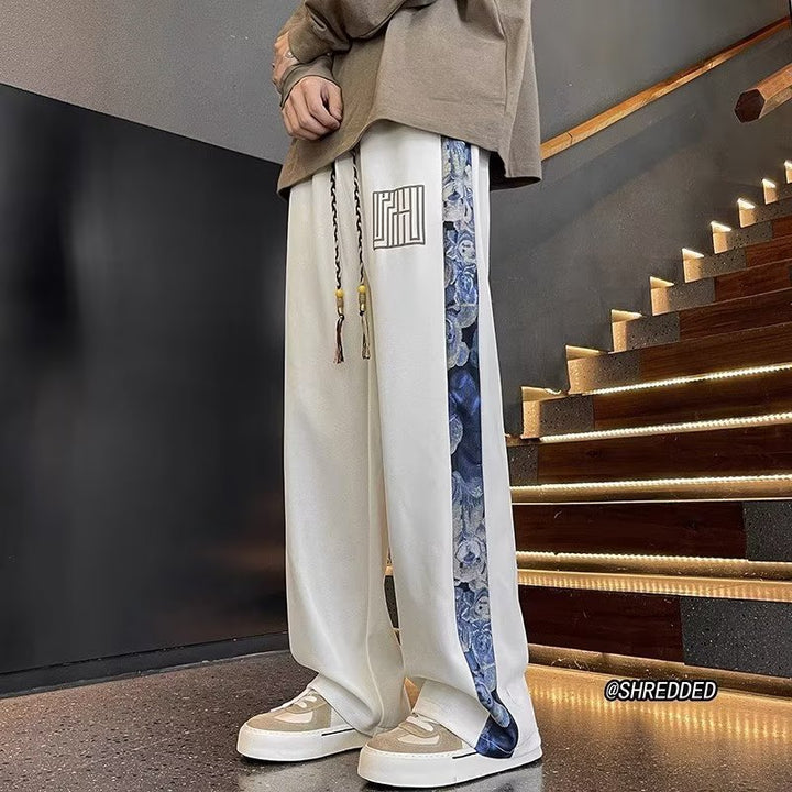 Pantalones casuales de pierna ancha para hombre, estilo chino | Pantalones deportivos holgados de primavera y otoño