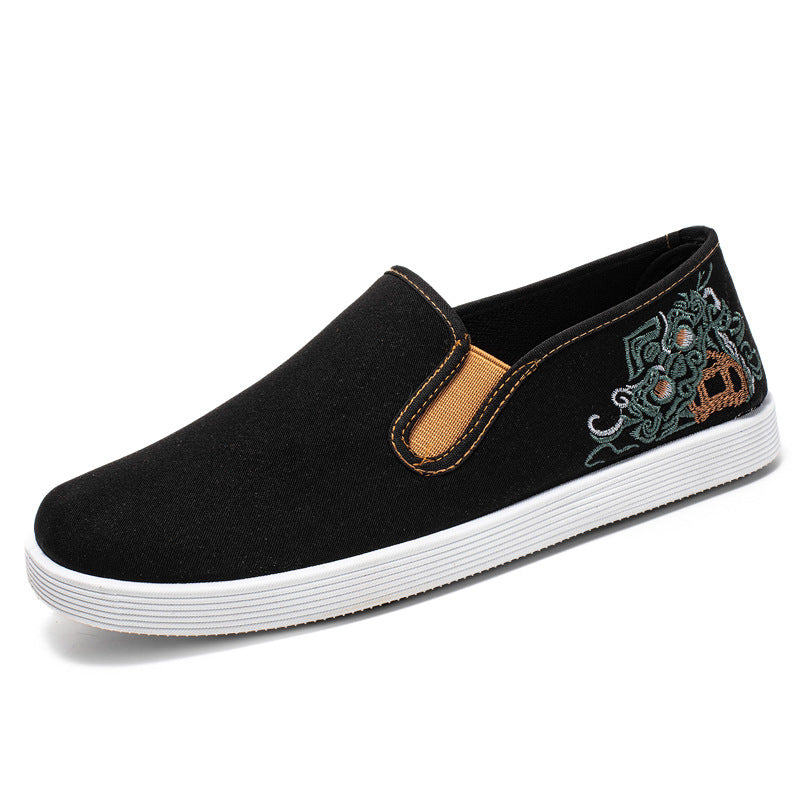 2024 New Ethnic Style Chinese Embroidered Canvas Shoes – Breathable Slip-On Men’s Summer Shoes