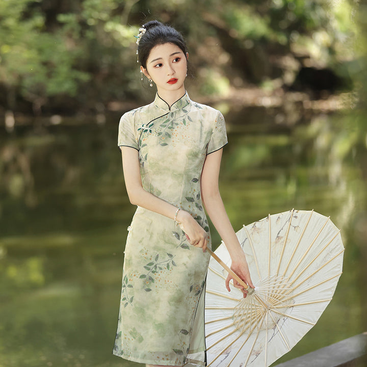 Cheongsam amarillo mejorado verano 2025 nuevo de alta gama para niñas jóvenes nuevo estilo chino estilo nacional enviar examen diario pequeño