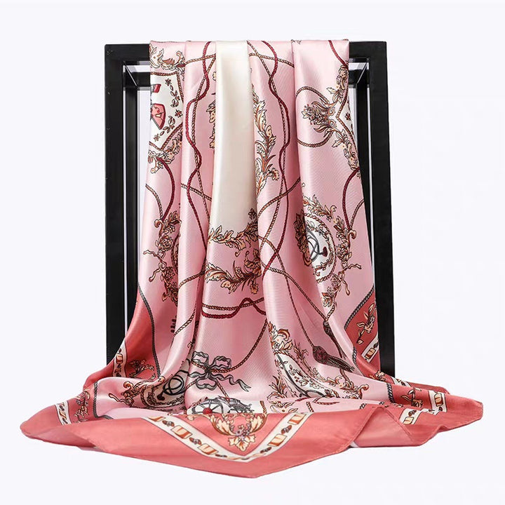 Pañuelo cuadrado de seda para mujer de 90 cm, estampado satinado, al por mayor