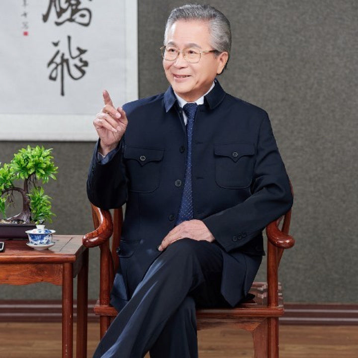 Traje Zhongshan para hombres de mediana edad y mayores, traje Zhongshan para ancianos, abrigo de papá, estilo primavera y otoño, ropa para ancianos, tops de abuelo