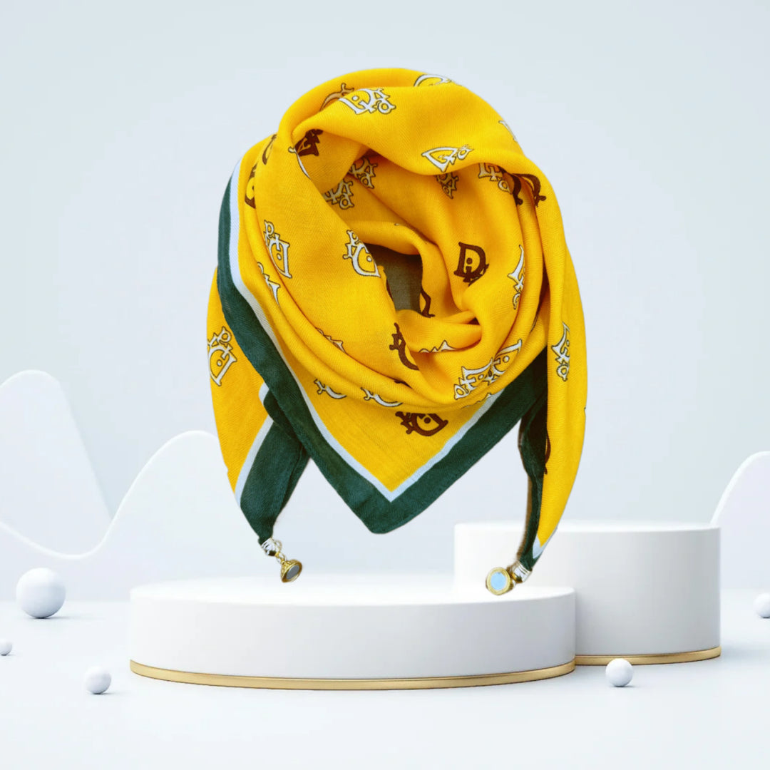 Vintage Print Magnetic Buckle Triangle Scarf – Elegant Lightweight Neck Scarf