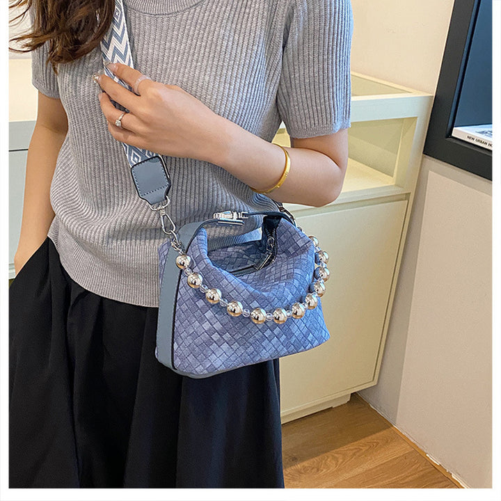 Nuevo bolso estilo cubo de tela con cuentas de estilo chino - Verano 2024, bandolera y bandolera con cadena