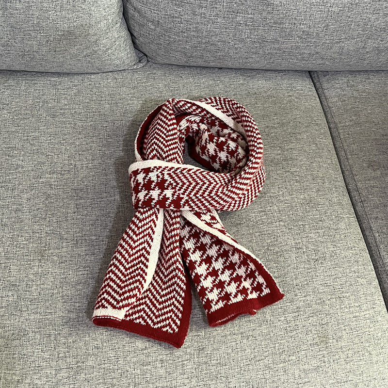 Bufanda de punto unisex de invierno: rojo festivo para Navidad y Año Nuevo