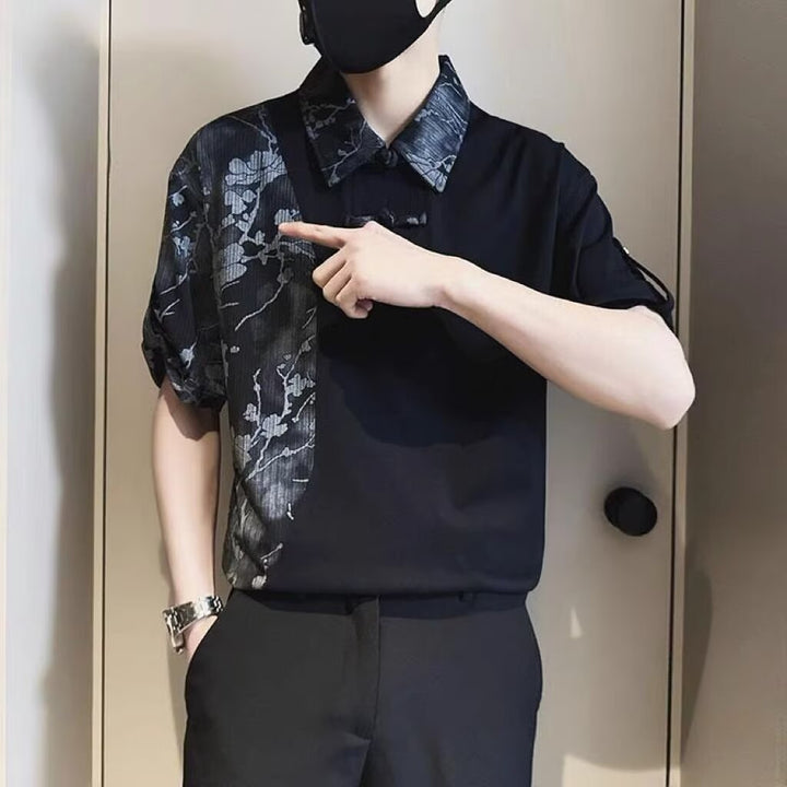 Polo de manga corta de estilo chino estrictamente seleccionado, camiseta holgada de verano para hombre, nueva tendencia 2024, camisa de media manga con botones de metal