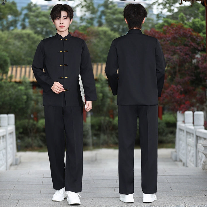 Men’s Zhongshan Jacket for Young Men | Slim-Fit New Chinese Style Stand Collar Wedding & Host Outfit | Chinese Style Performance Costume